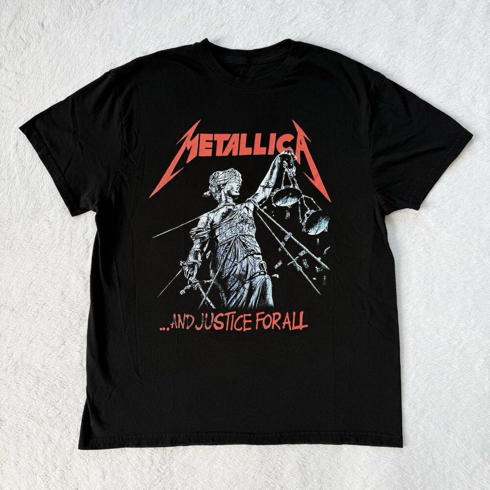 Metallica And Justice For All Album Black T-Shirt Rock & Pop Music Top